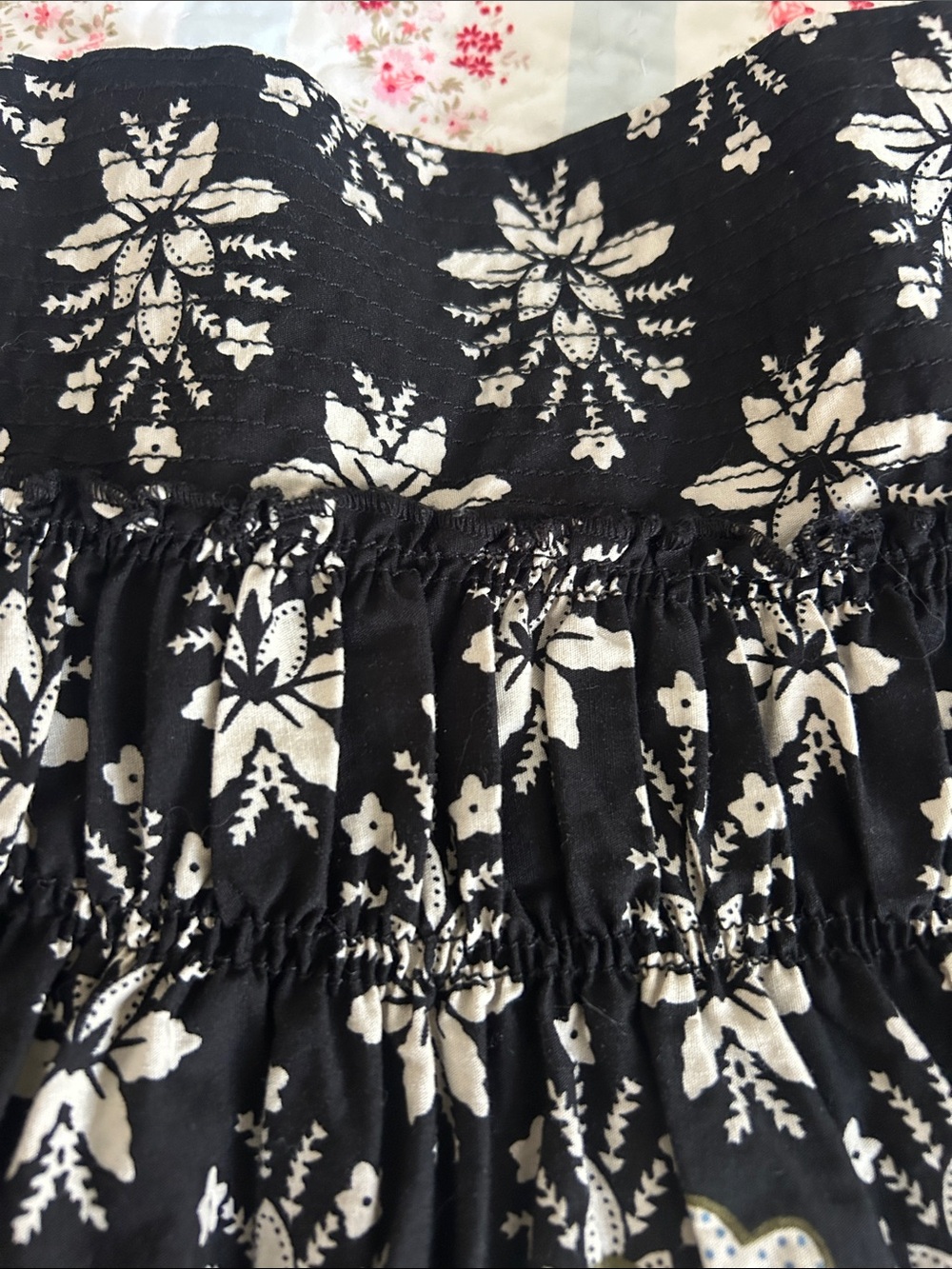 Vintage retro style 100% cotton block print midi skirt 13.5 inch waist small - Picture 2 of 7